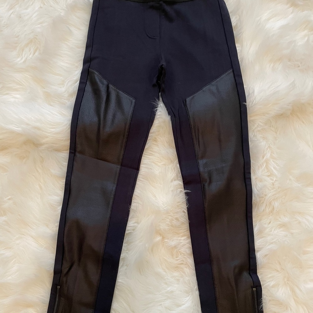 BCBG “Aria” leather accent leggings
